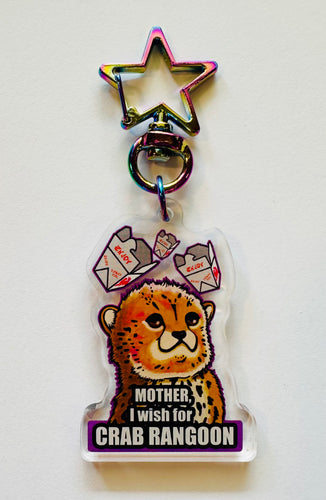 Mother, I wish for crab Rangoon! Baby cheetah cub leopard Keychain!