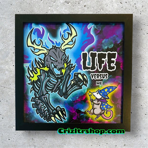 Life Versus Me Possum Wizard Cryptid Monster Wendigo Meme - 8x8 inches Framed Album Cover Styled Art print!