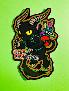 Merry Krampus! Christmas Funny Sticker! - Waterproof Vinyl Big 4 inches!