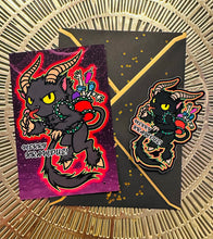 Load image into Gallery viewer, Postcard and Vinyl Sticker set! - Cute Merry Krampus!