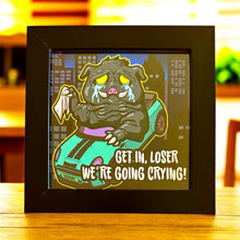 Load image into Gallery viewer, Get in loser, we’re going crying! Squonk Pig Cryptid Funny meme - 5x5 inches Framed Album Cover Styled Art print!