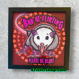 Bad at Flirting Screaming Possum Meme - 8x8 inches Framed Album Cover Styled Art print!