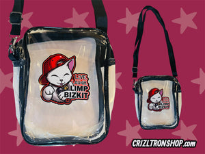 Live, Laugh, Lucky Cat Maneki Neko! Clear Bag with black strap and trim! For concerts, stadium approved, crossbody, unisex messenger, purse
