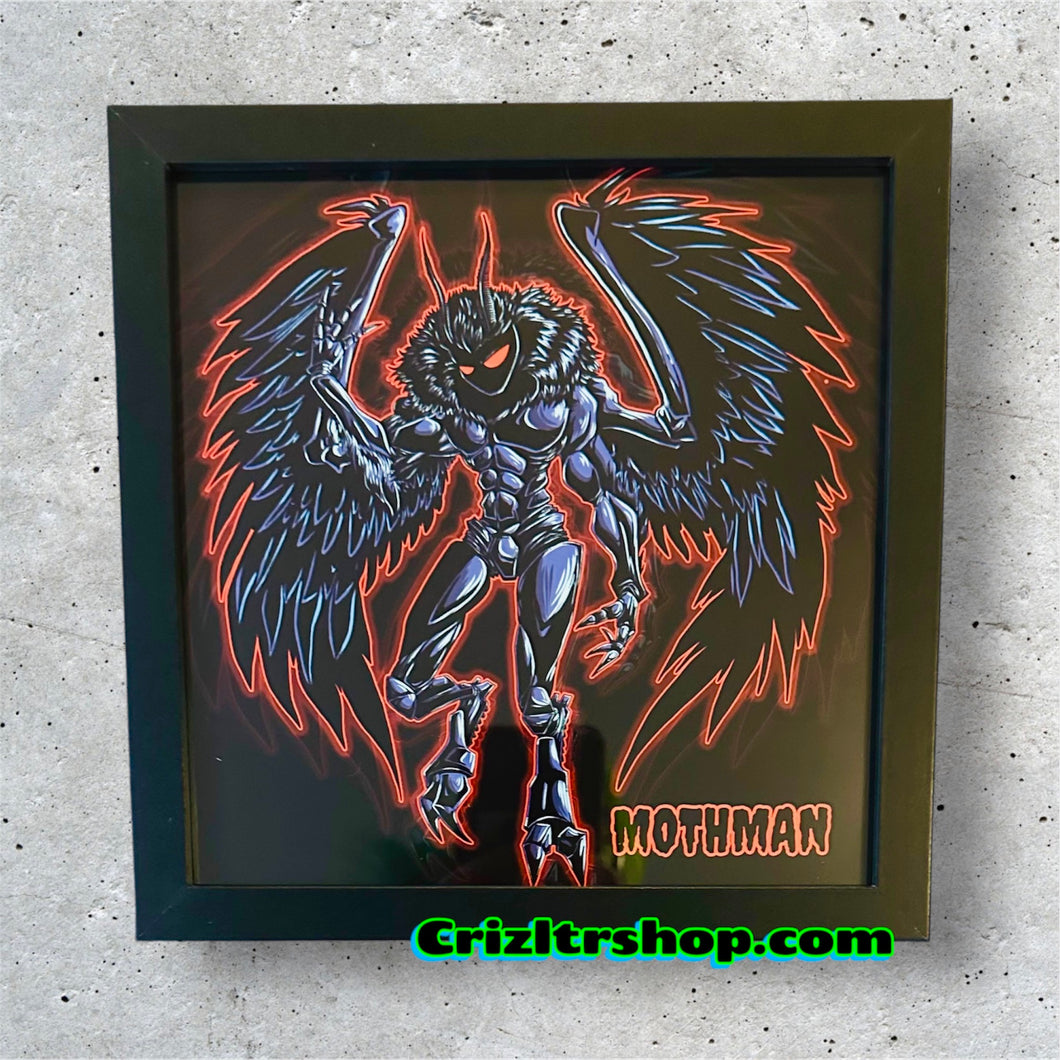 Mothman Alien Cryptid Monster Halloween Meme - 8x8 inches Framed Album Cover Styled Art print!