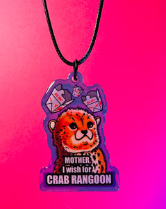 I wish for crab Rangoon! Cute baby cheetah cub, leopard, meme, funny, Choker Necklace! Holographic!
