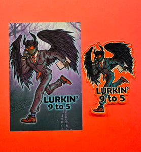 Postcard and Vinyl Sticker set! - Lurkin’ 9-5 Business Mothman!