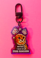 Load image into Gallery viewer, “Mother, I wish for crab Rangoon!” Baby cheetah cub Rainbow Holographic Keychain!