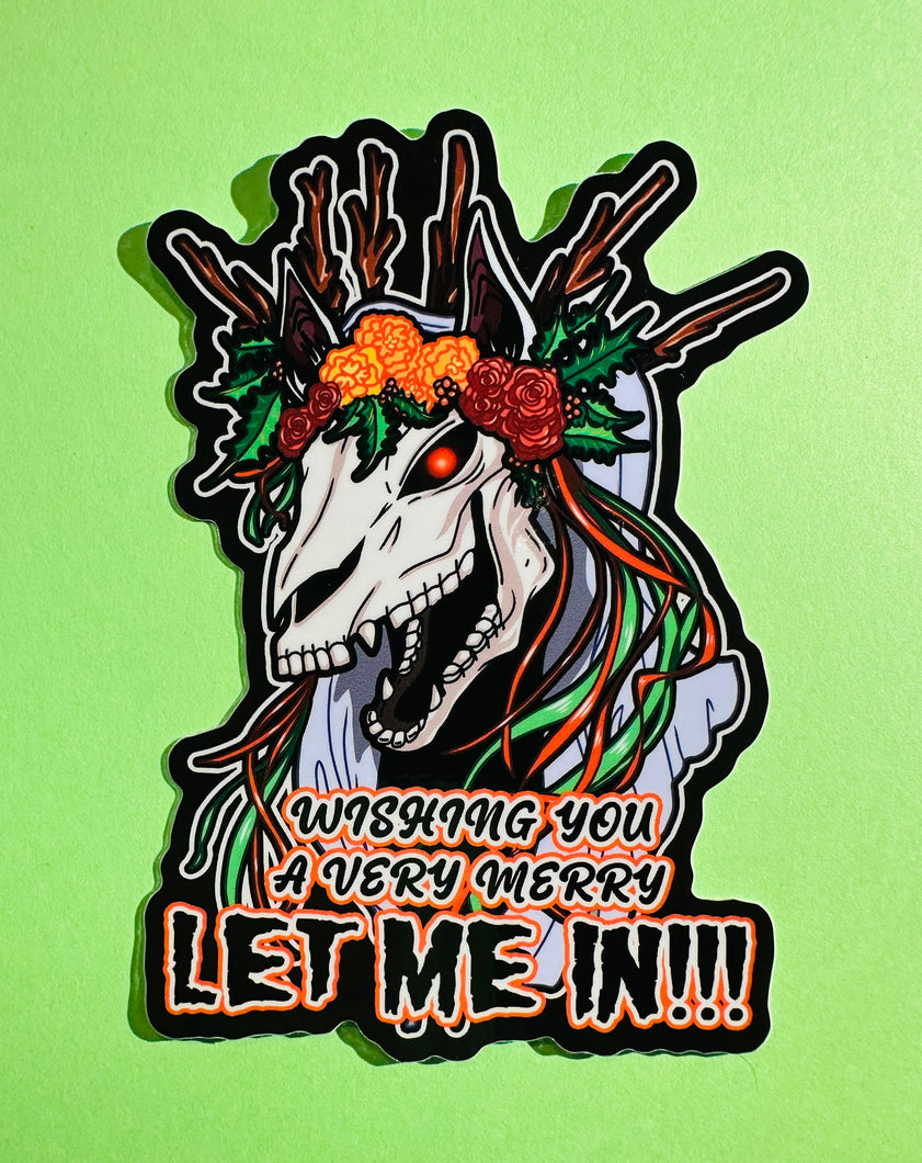 Mari Lywd Zombie Christmas Horse Sticker! - Waterproof Vinyl Big 4 inches!