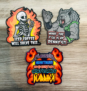 Sticker Bundle Deal! - Iced Coffee Skeleton, Werewolf, Metal Stomach Issues!