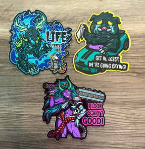 Sticker Bundle Deal! - Wendigo and Possum Wizard, Squonk, Oni Monster Girl!