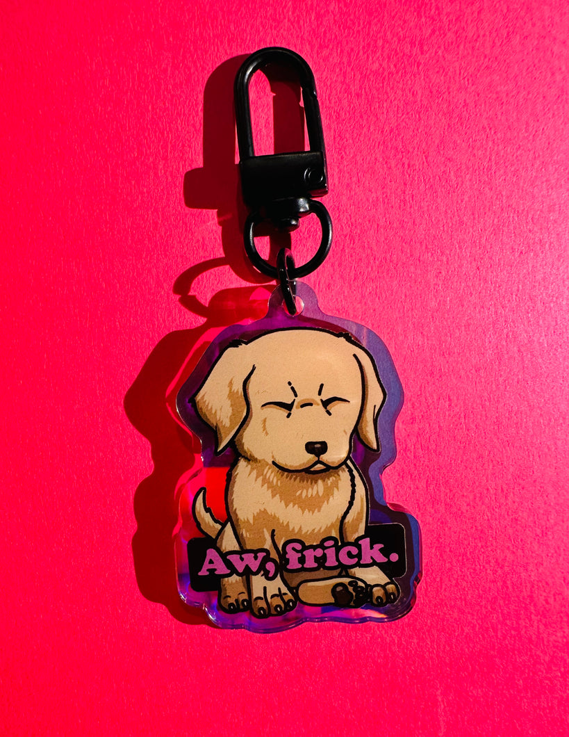 Aw, Frick. yellow lab puppy Keychain!