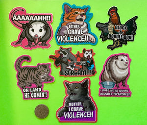 7 Animal Meme stickers for $22! FREE SHIPPING! (Bundle 1!) Waterproof Vinyl