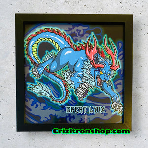 Great Lynx Underwater Panther Indigenous Artist Underworld - 8x8 inches Framed Album Cover Styled Art print!