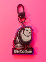 Load image into Gallery viewer, “I hope we’re having mashed potatoes!” Possum Rainbow Holographic Keychain!