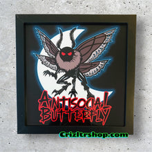 Load image into Gallery viewer, Antisocial Butterfly Mothman Cryptid Halloween Spooky Monster Meme - 8x8 inches Framed Album Cover Styled Art print!