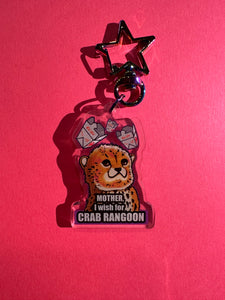 Mother, I wish for crab Rangoon! Baby cheetah cub leopard Keychain!