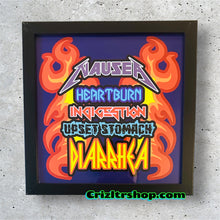 Load image into Gallery viewer, Heavy Metal Stomach Issues Tour IBS Battle Vest Bathroom Meme - 8x8 inches Framed Album Cover Styled Art print!