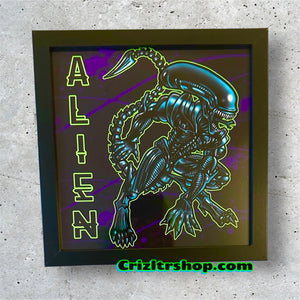 Alien Space Monster Halloween Meme - 8x8 inches Framed Album Cover Styled Art print!