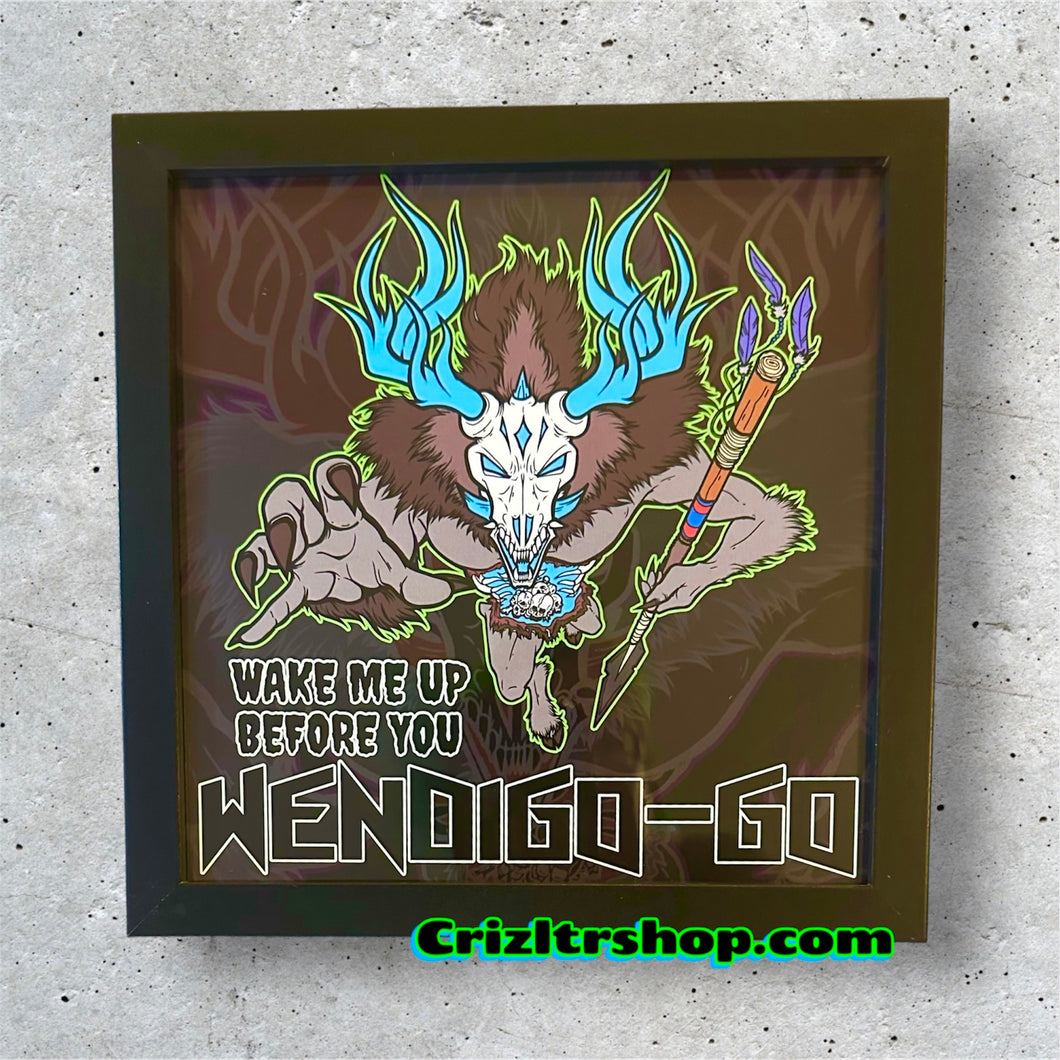 Wake Me Up Before You Wendigo-go Indigenous Art Shapeshifter Cryptid Meme - 8x8 inches Framed Album Cover Styled Art print!