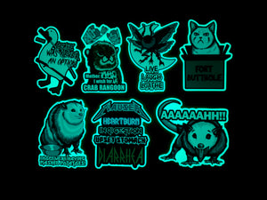 Glow in the dark sticker! Holographic edges! 4 inch! Fort Butthole Cat!