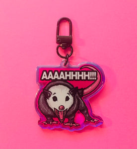 Screaming Possum Rainbow Holographic Keychain!
