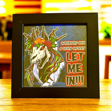 Load image into Gallery viewer, Wishing you a very merry LET ME IN!! Mari Lwyd Christmas Horse Creepmas Funny meme - 5x5 inches Framed Album Cover Styled Art print!