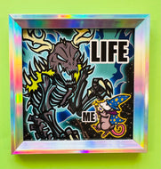 Life versus me! Possum Wizard - Holographic Silver Frame with 5x5 Art Print!