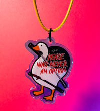 Load image into Gallery viewer, Peace was never and option! White Goose, duck, funny, Choker Necklace! Holographic!