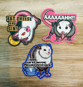 Sticker Bundle Deal! - Eat Cheese and Sin, Screaming Possum, Mashed Potatoes Possum!