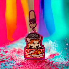 Load image into Gallery viewer, “Is that peesha? I love peesha!” Corgi puppy pizza meme dog Rainbow Holographic Keychain!