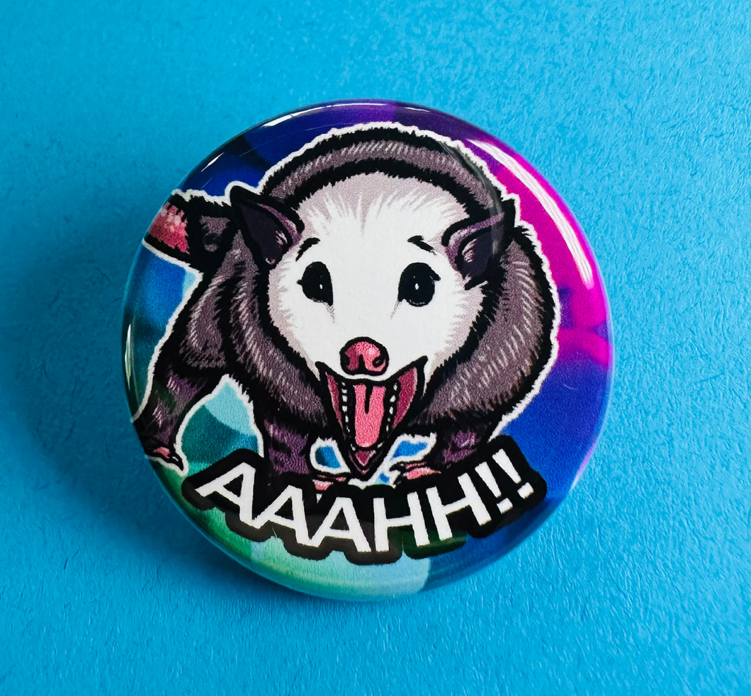 screaming possum rainbow button