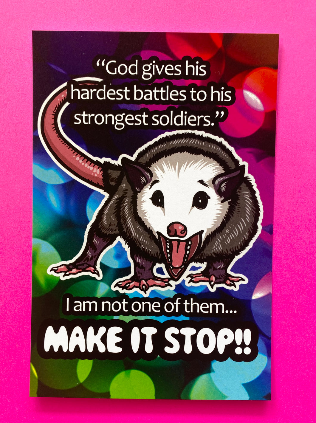 I am not one of them, Make It Stop! Possum - Mini Art Print Postcard 4 x 6 inches