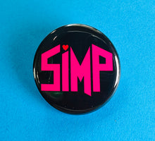Load image into Gallery viewer, simp heart pink and black button
