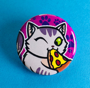 kitty eating pizza button
