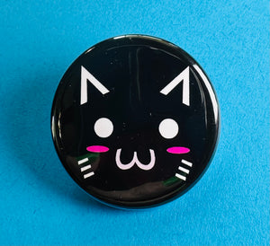 black kitty cat button