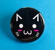 black kitty cat button