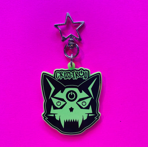 Cyber cat Crizltron Logo Keychain